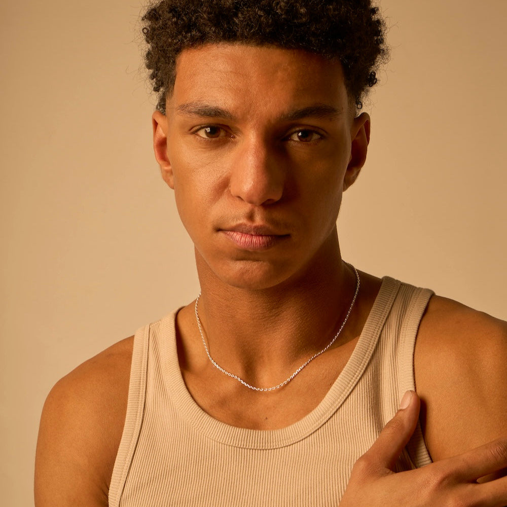 Chaîne de cou forçat or blanc