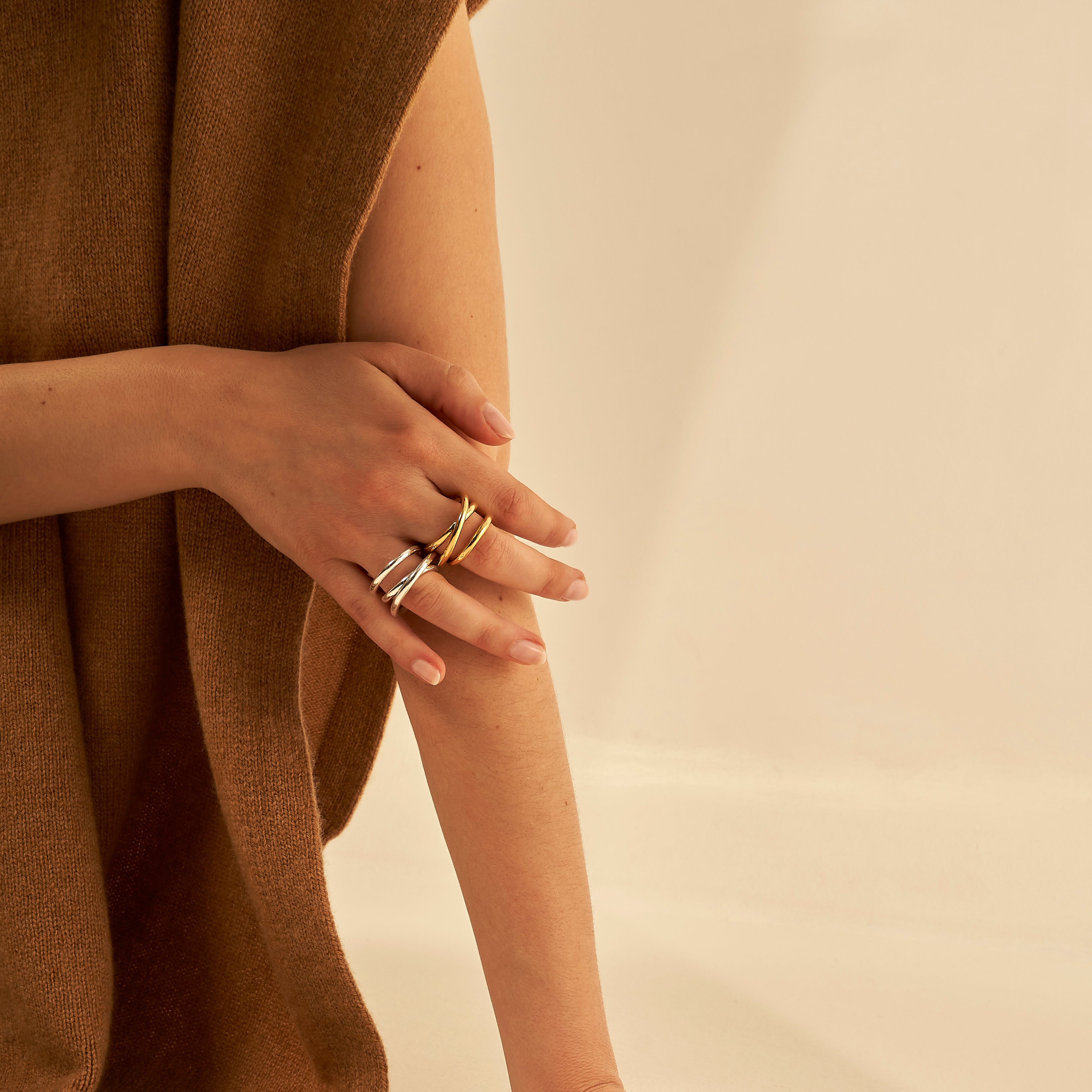 Triple spiral ring in yellow gold 3.0