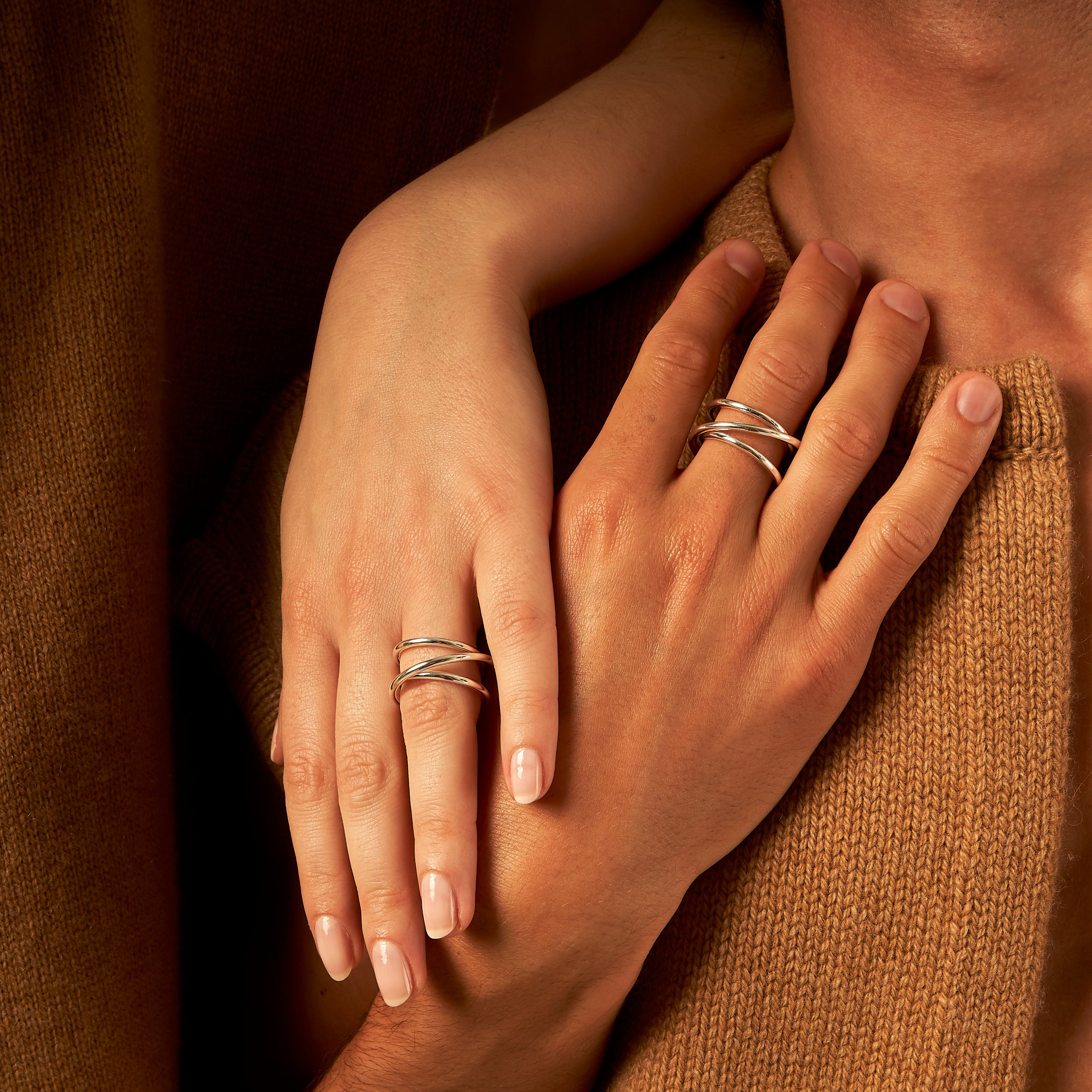 Triple spiral ring in white gold 2.0