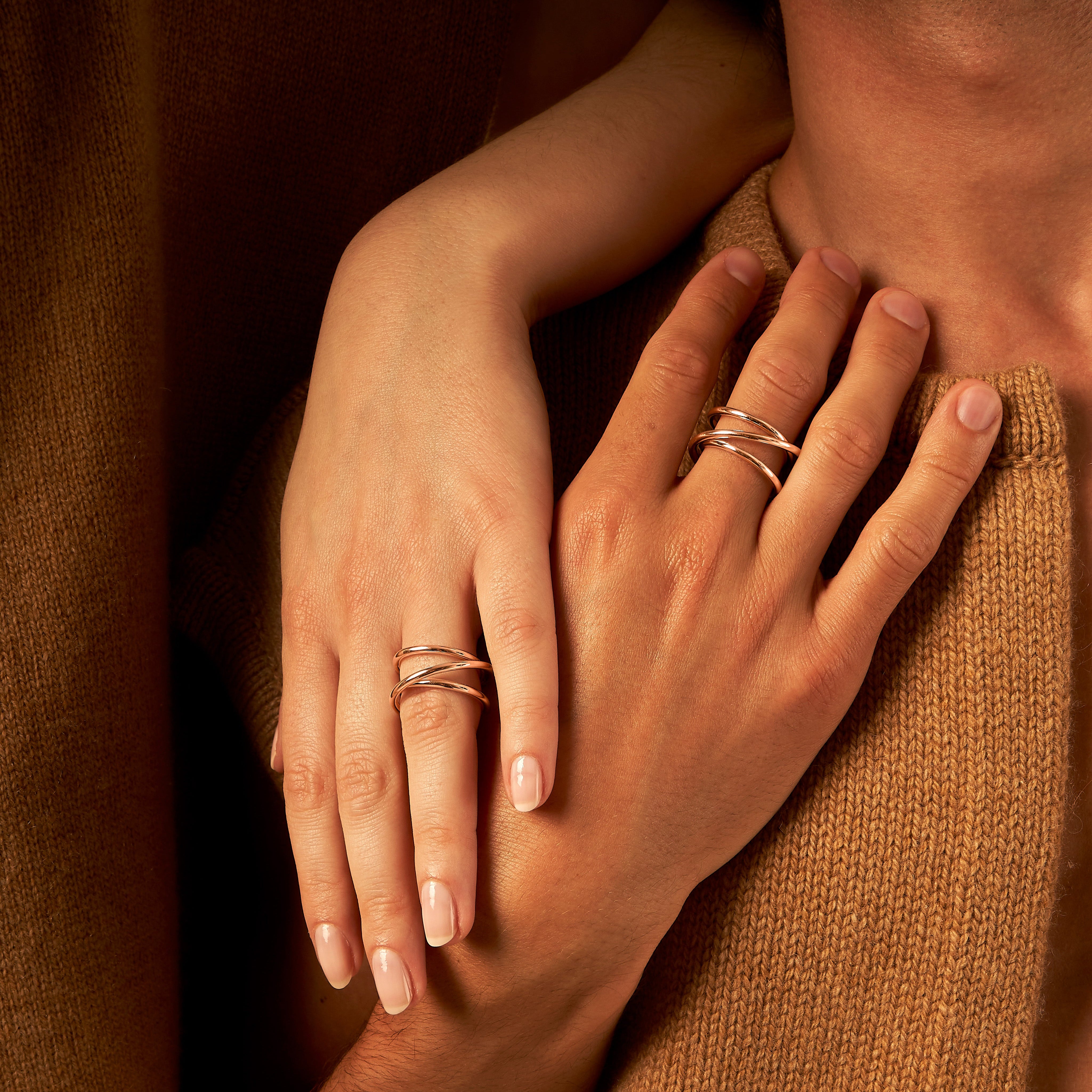 Bague triple spirale or rose 2.0