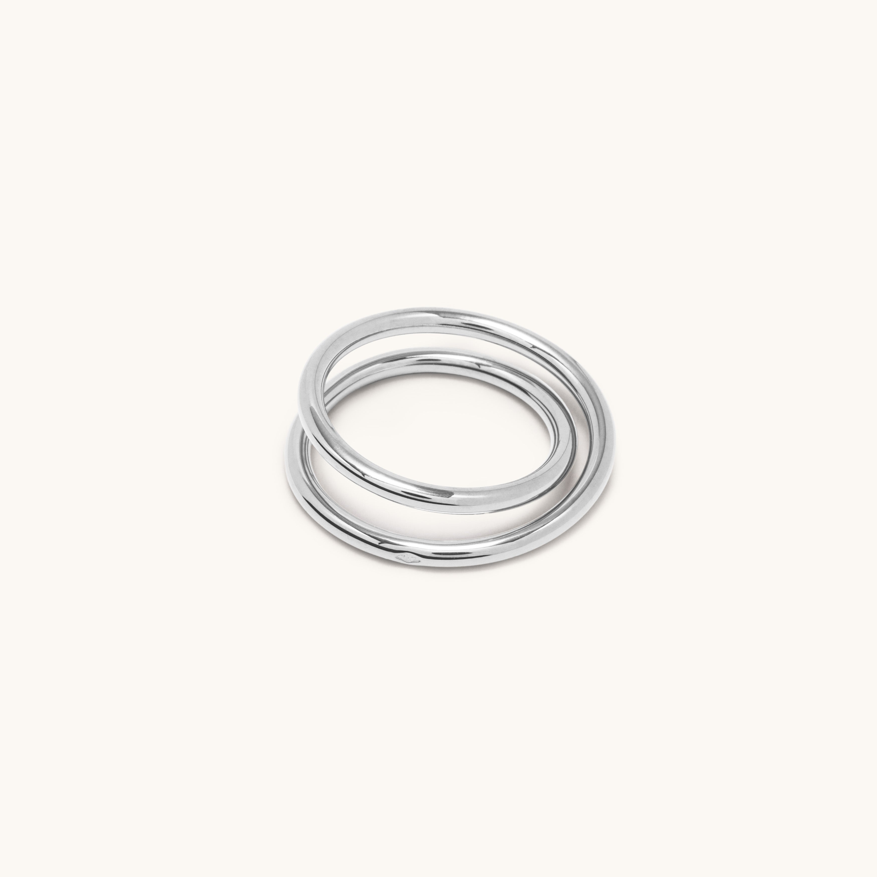 Bague double spirale or blanc 2.0