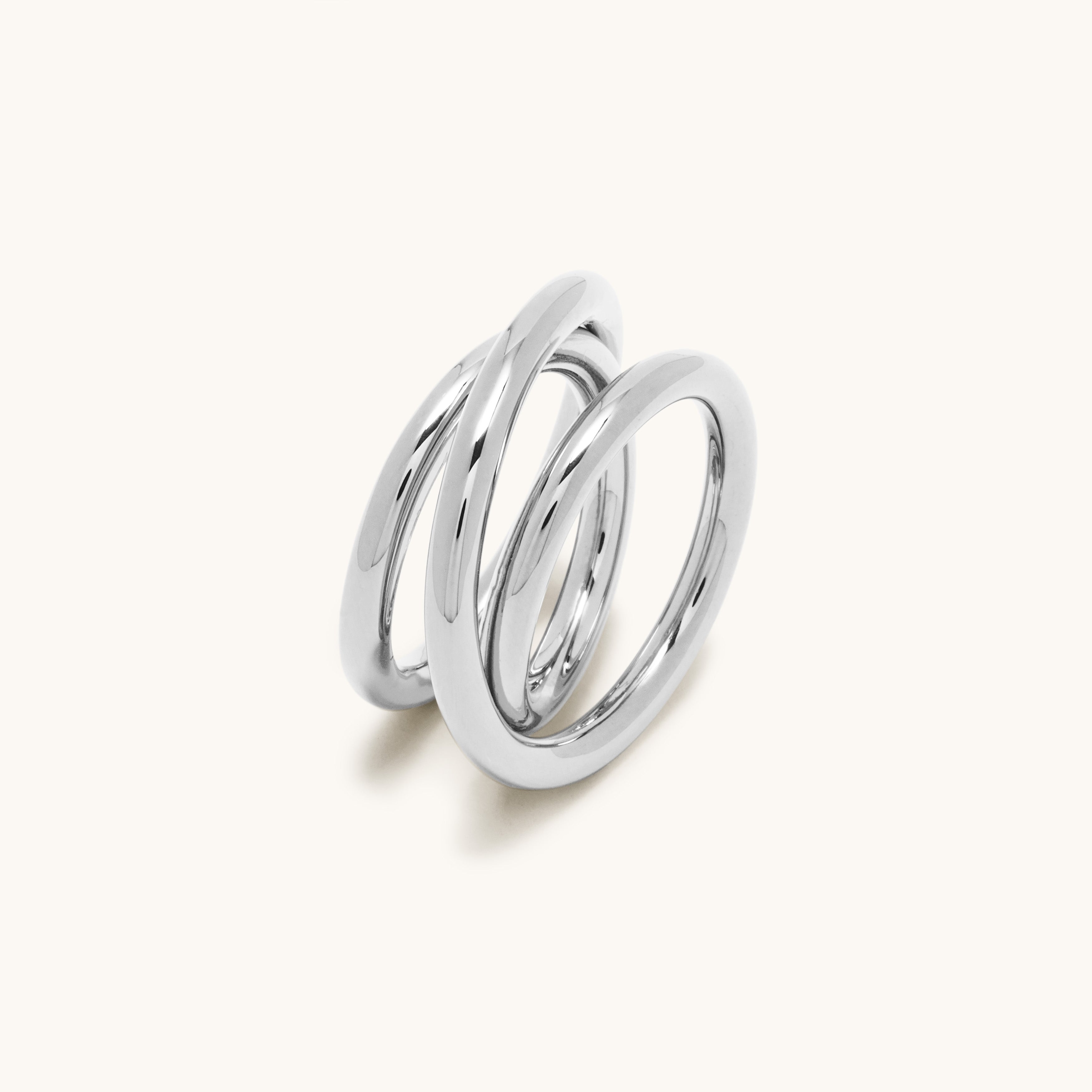 Bague triple spirale or blanc 3.0