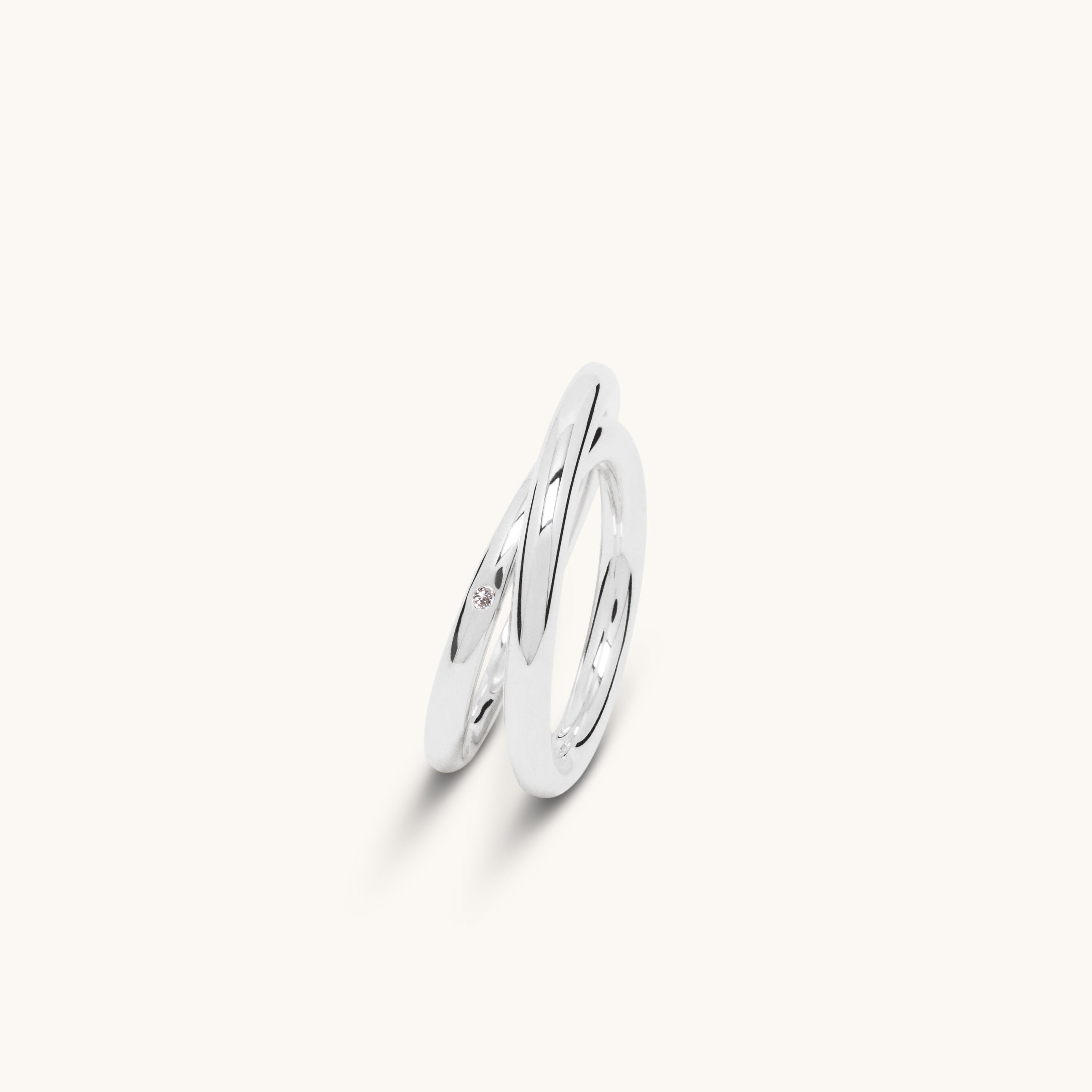 Double spiral silver and diamond ring 3.0