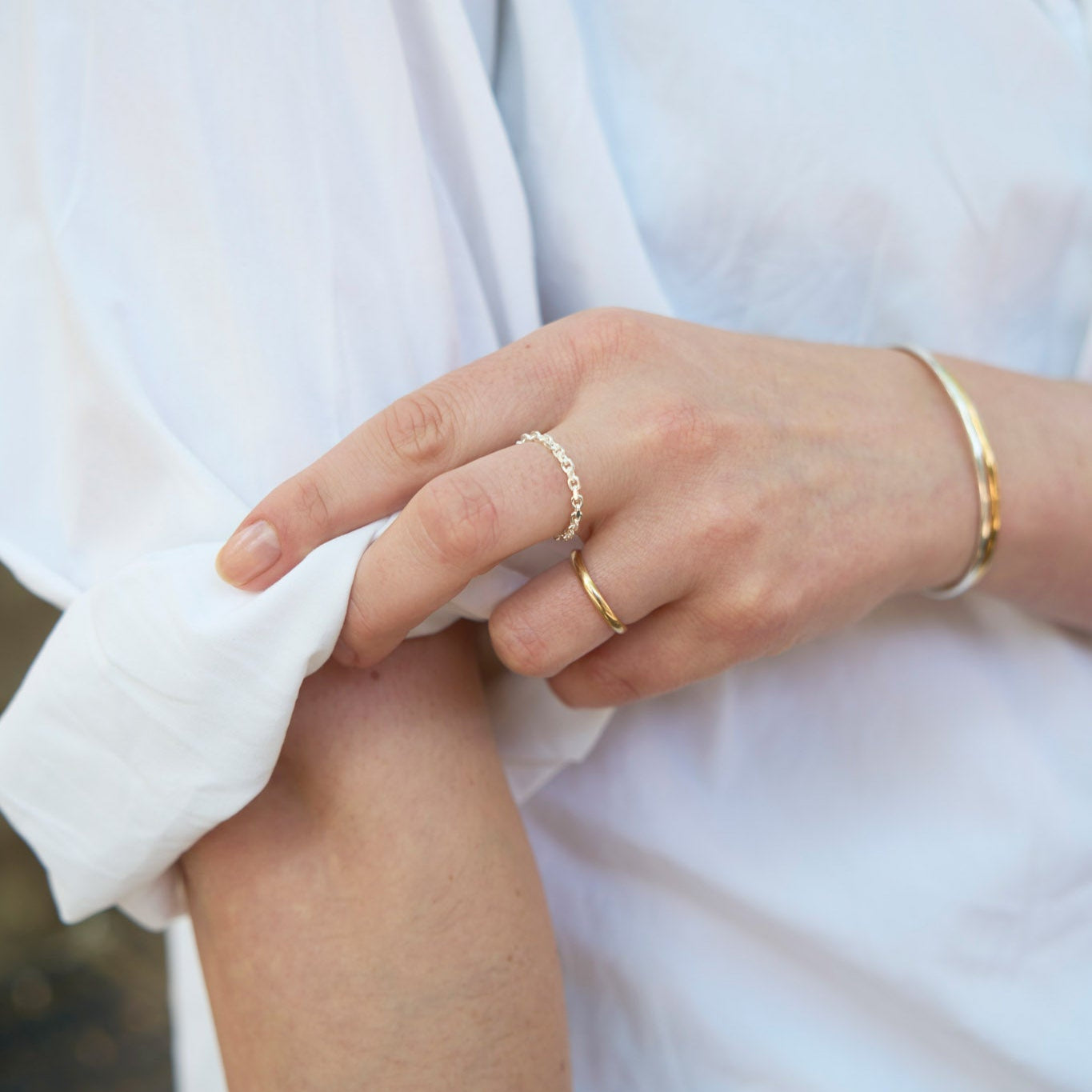 Bague chaîne argent