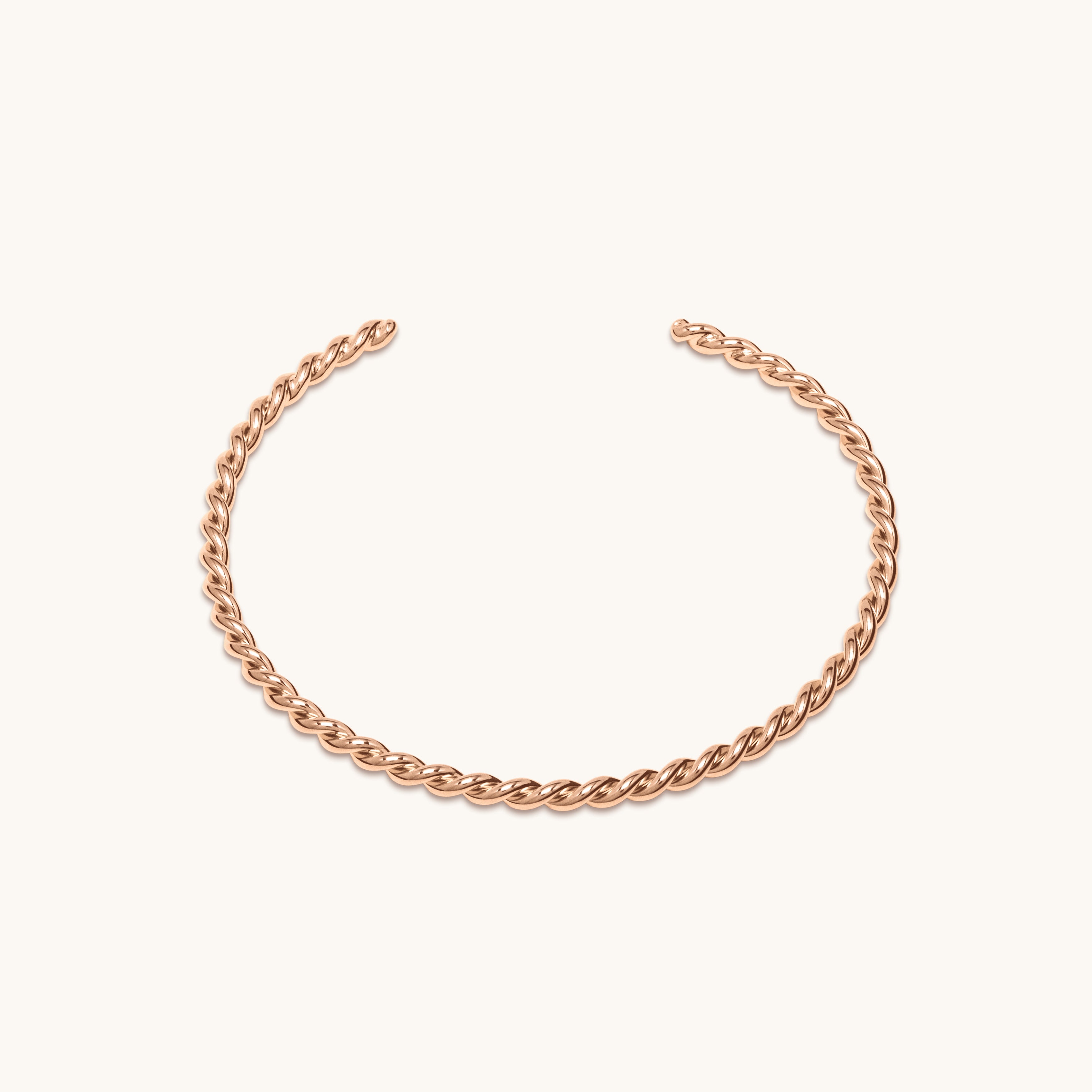 Jonc ouvert torsadé or rose 3.0