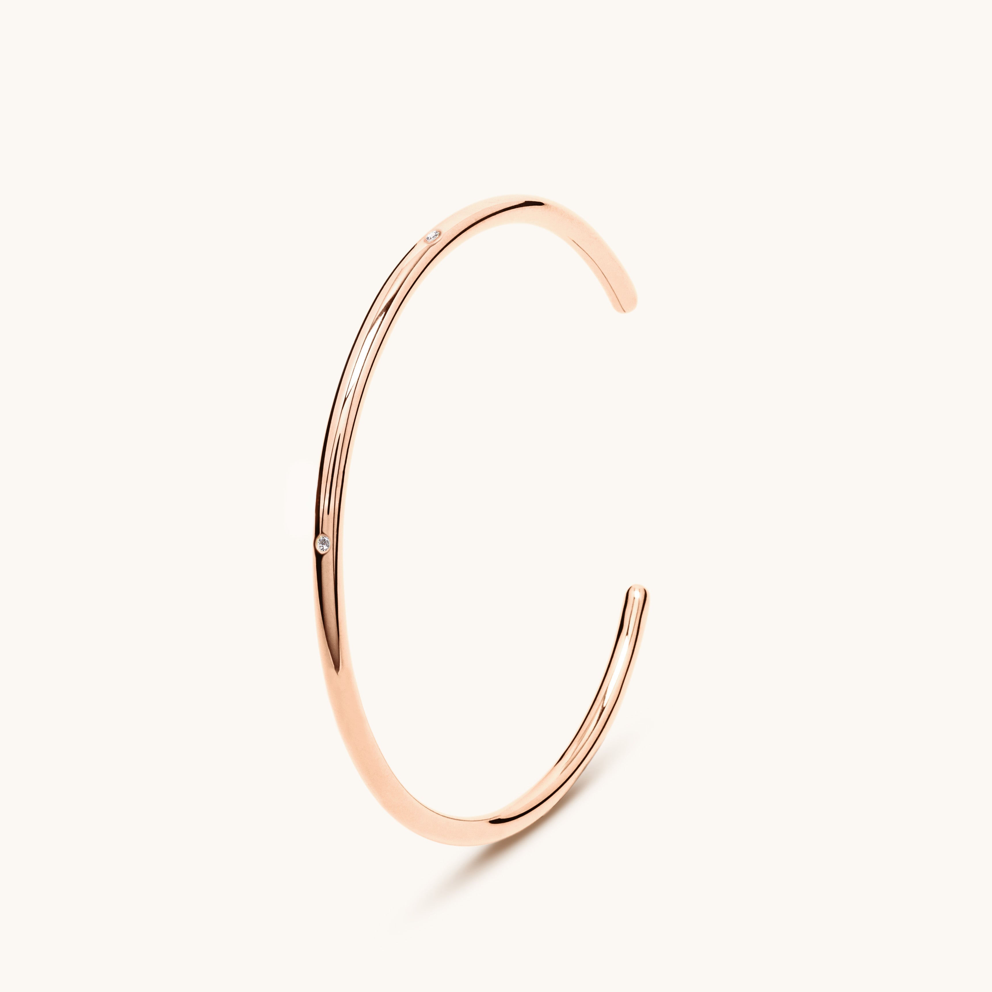 Jonc ouvert or rose 18 carats et diamants 3.0
