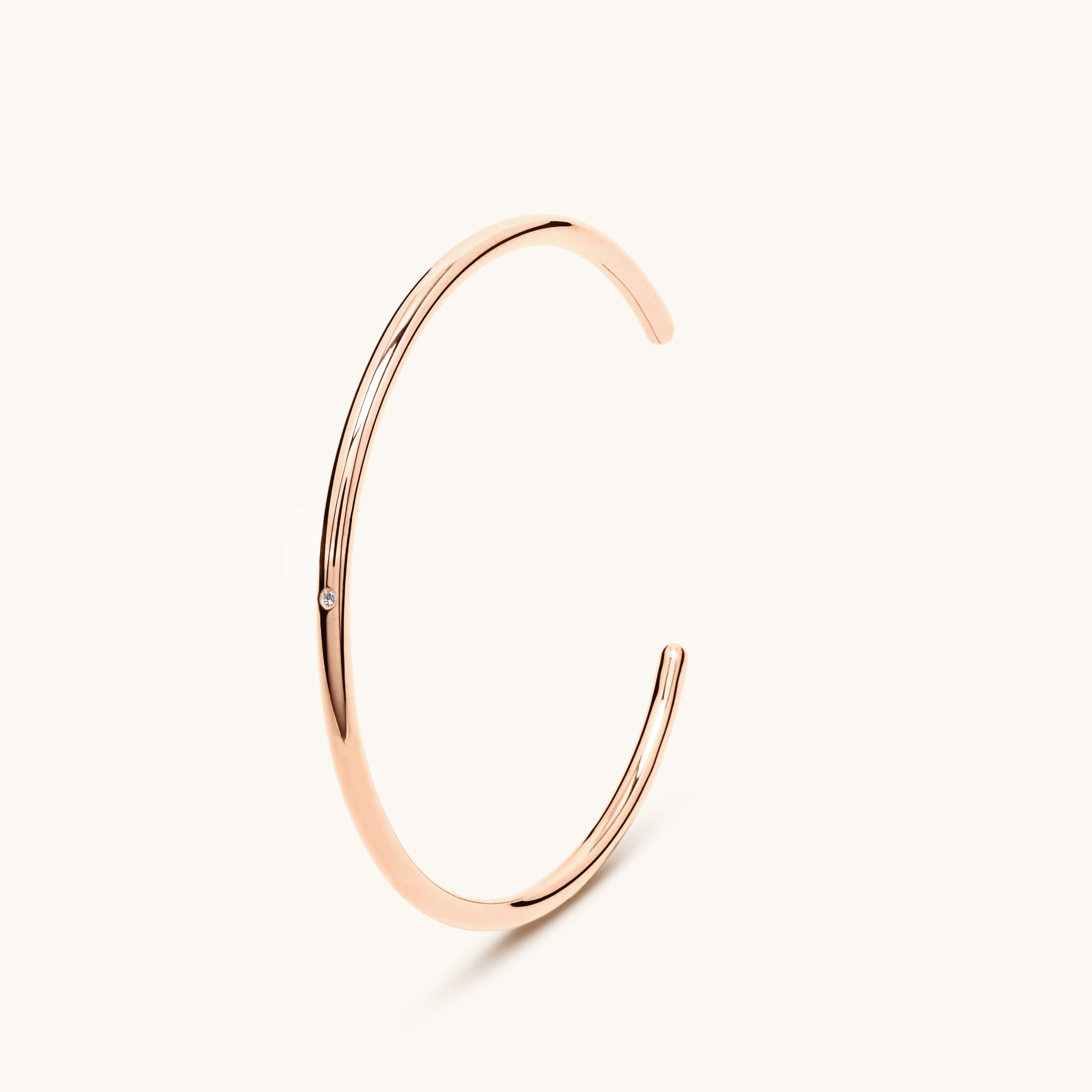 Jonc ouvert or rose 18 carats et diamants 3.0