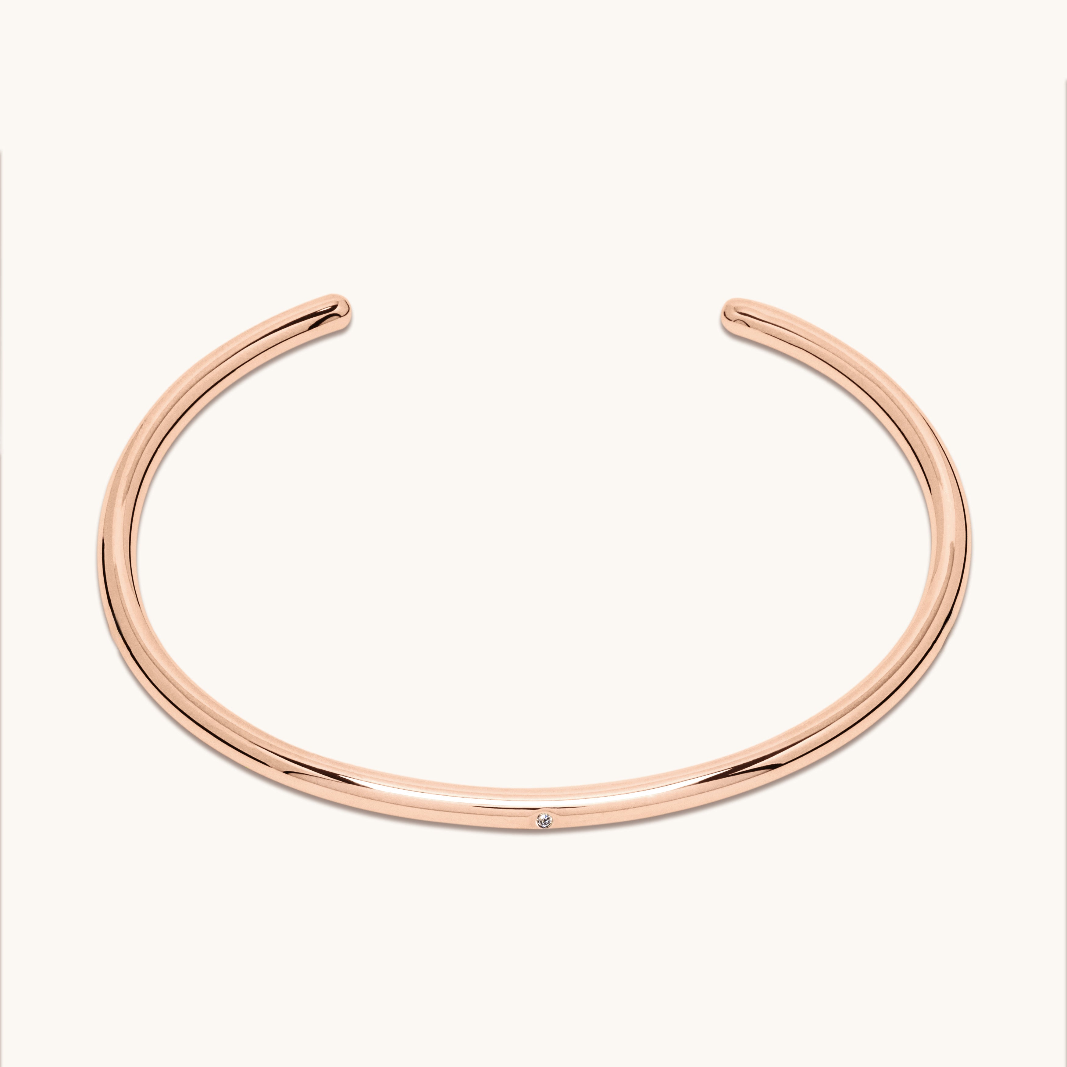 Jonc ouvert or rose 18 carats et diamants 3.0