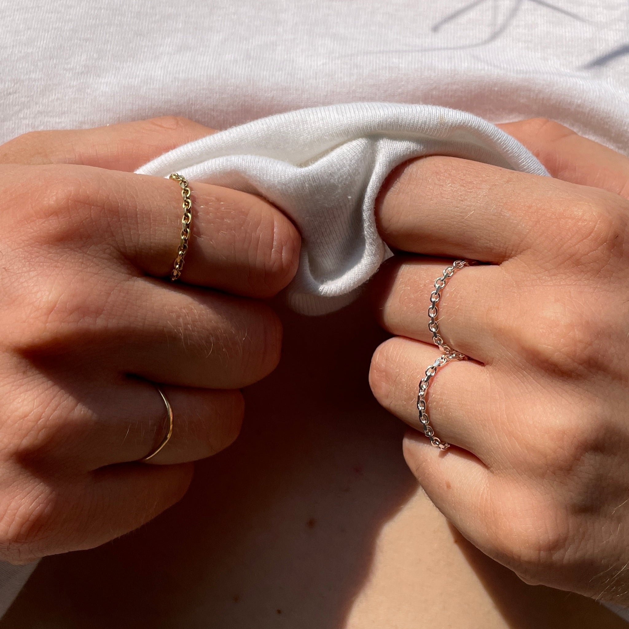 Bague chaîne or blanc