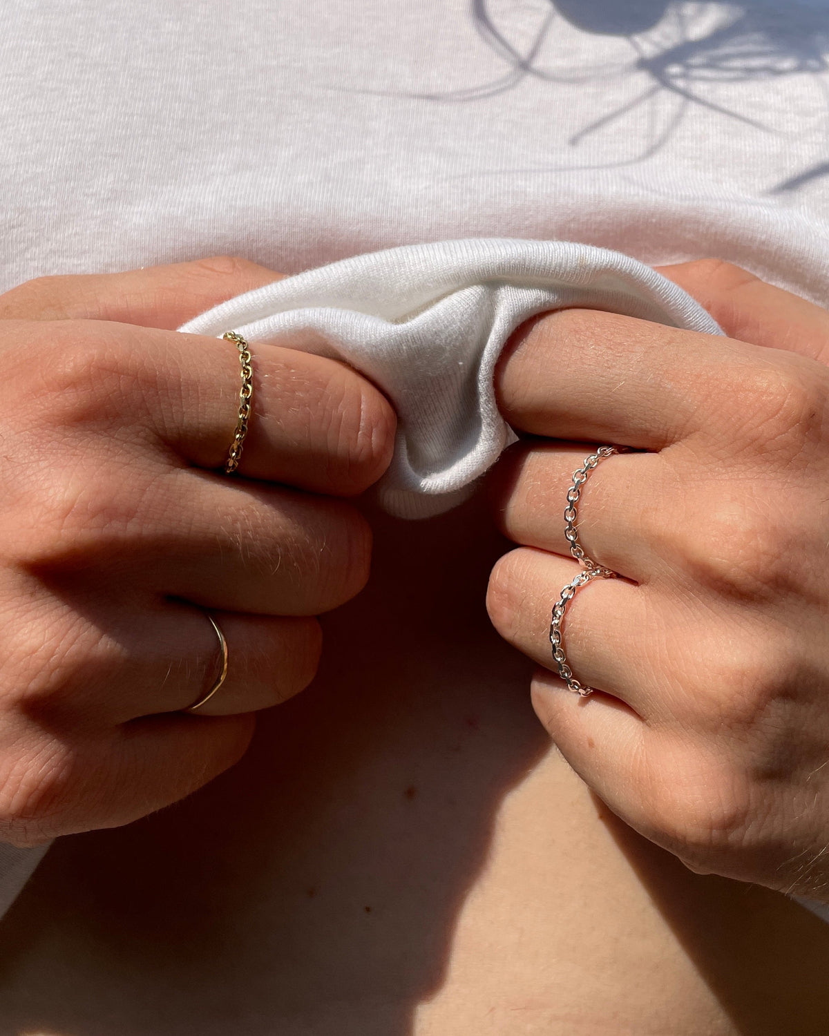 Bague chaîne or blanc
