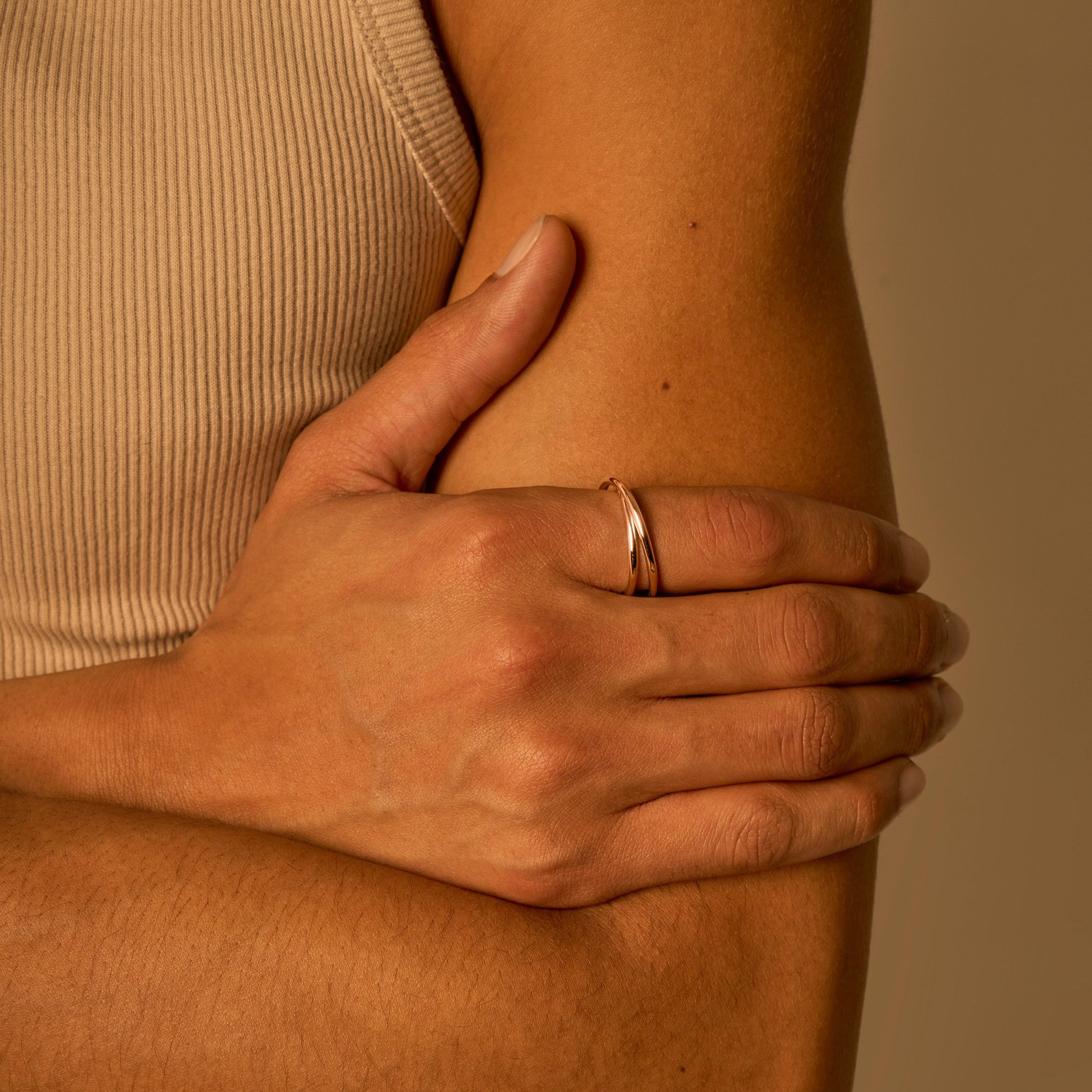 Rose gold double spiral ring 2.0