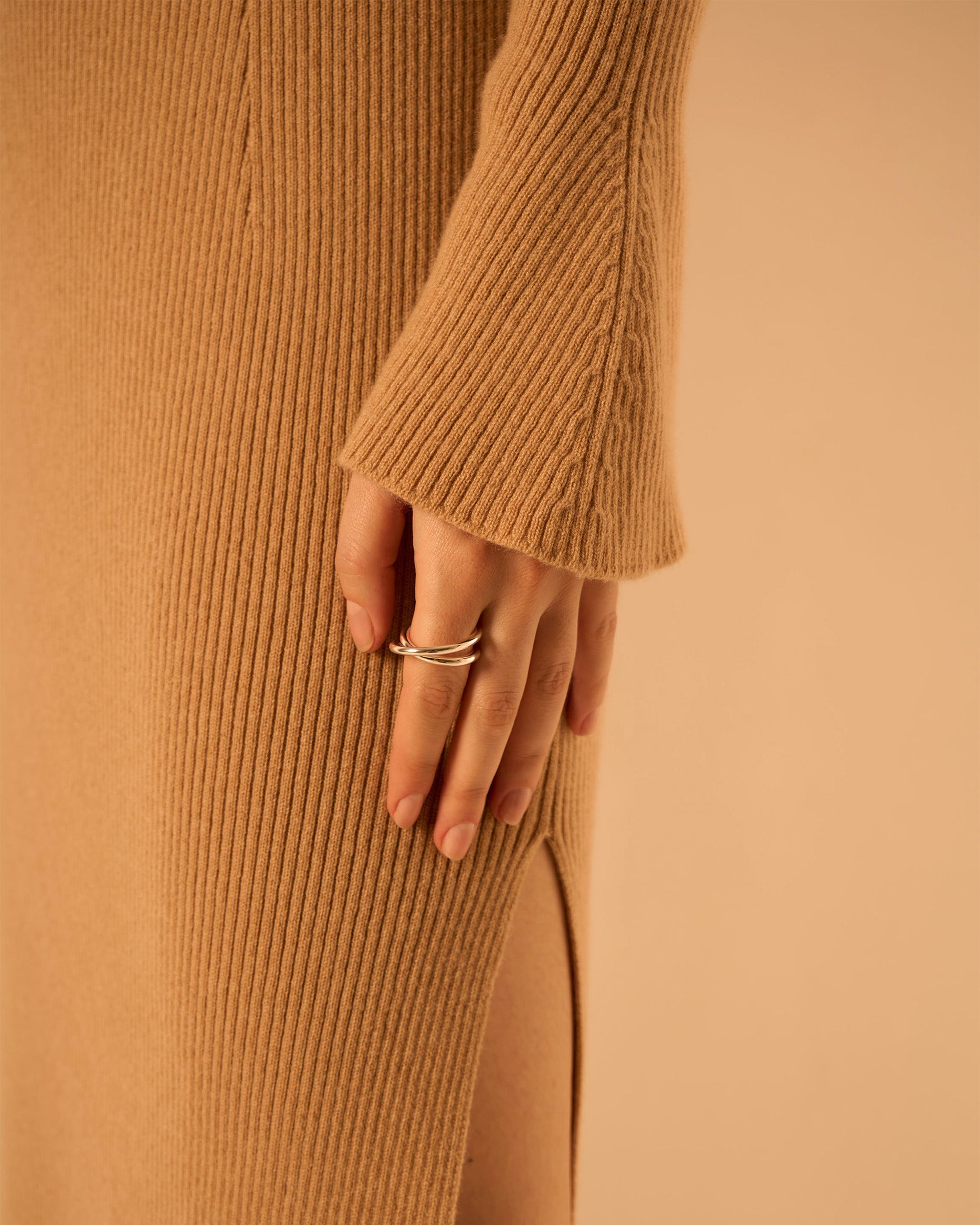 Bague double spirale or blanc 3.0