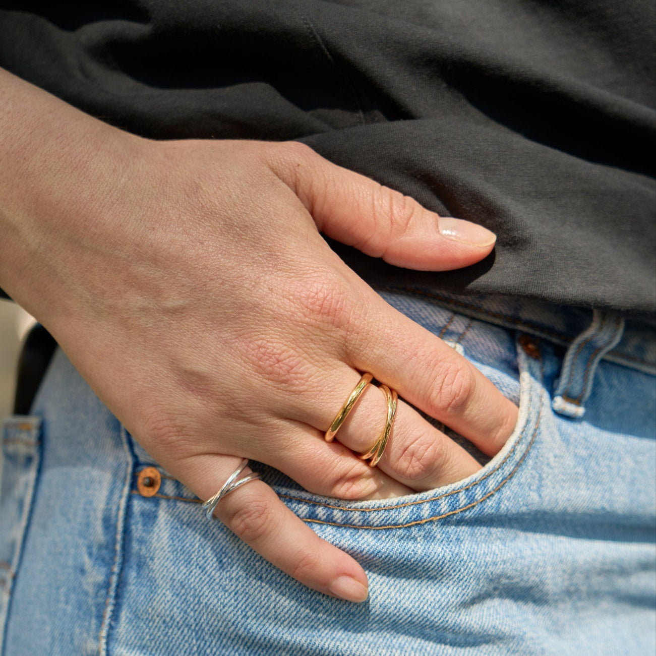 Bague double spirale or jaune 2.0