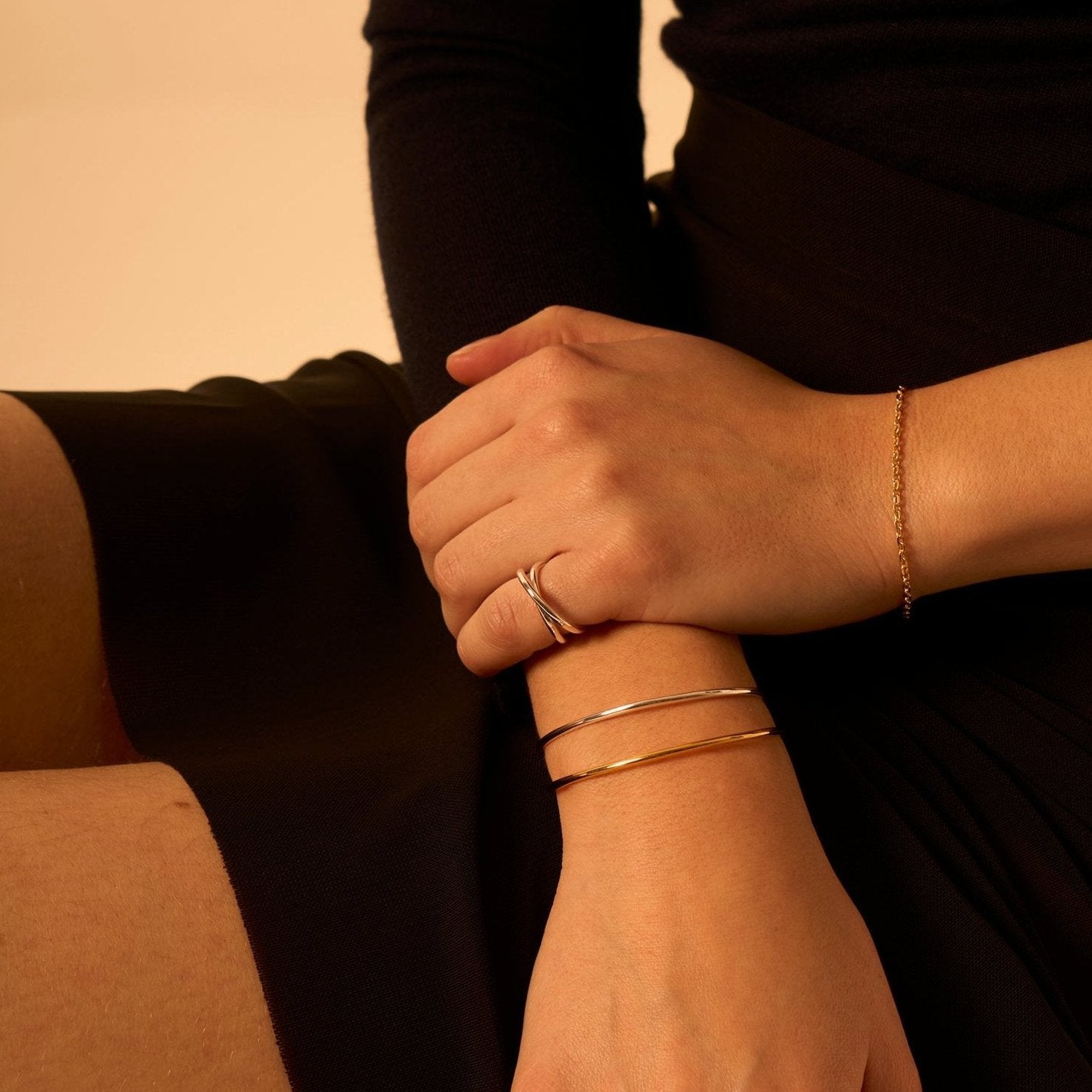 Bague double spirale or blanc 2.0