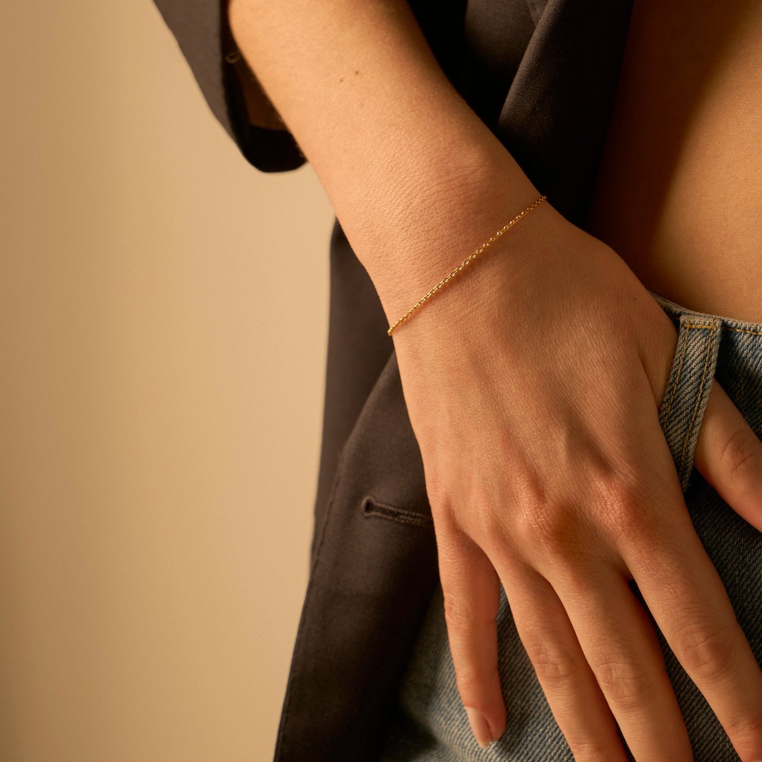 Ultra-thin vermeil chain bracelet