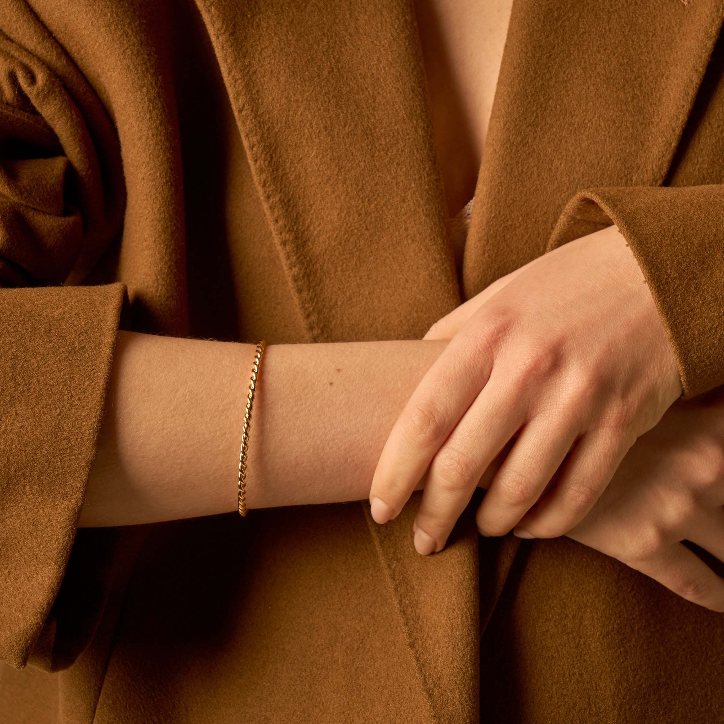 Jonc ouvert torsadé vermeil 3.0