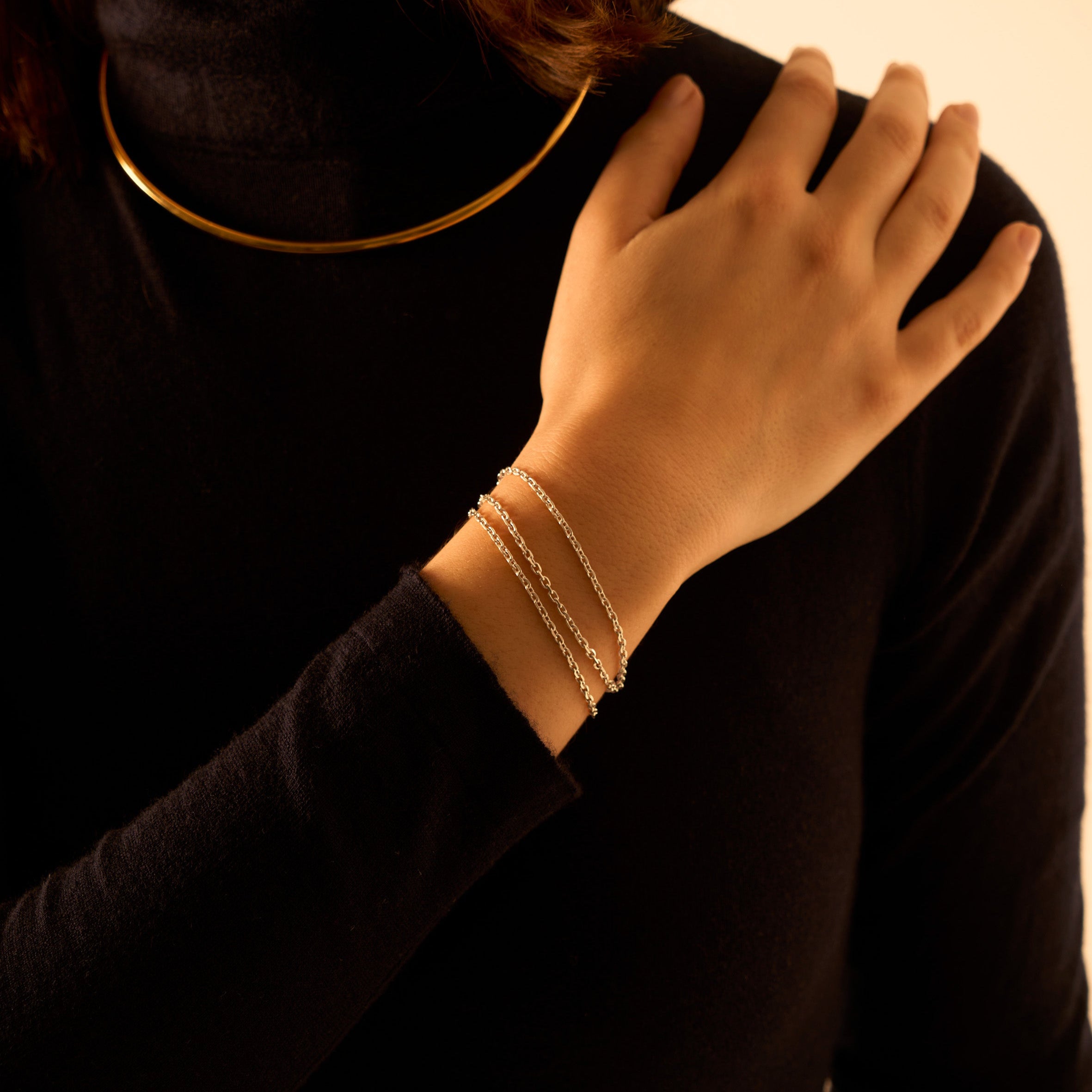 Bracelet chaîne forçat argent - triple tour