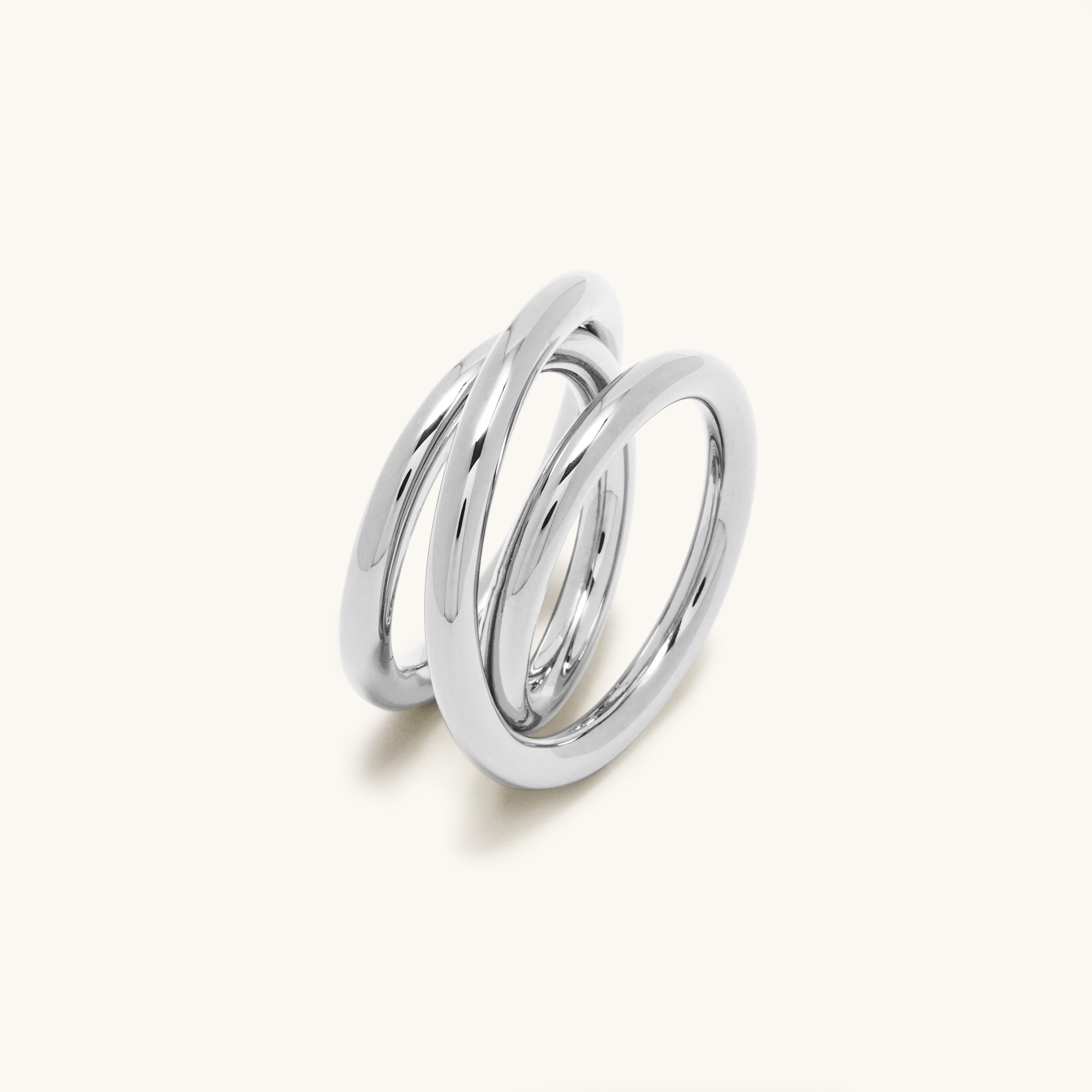 Triple spiral ring in white gold 3.0 