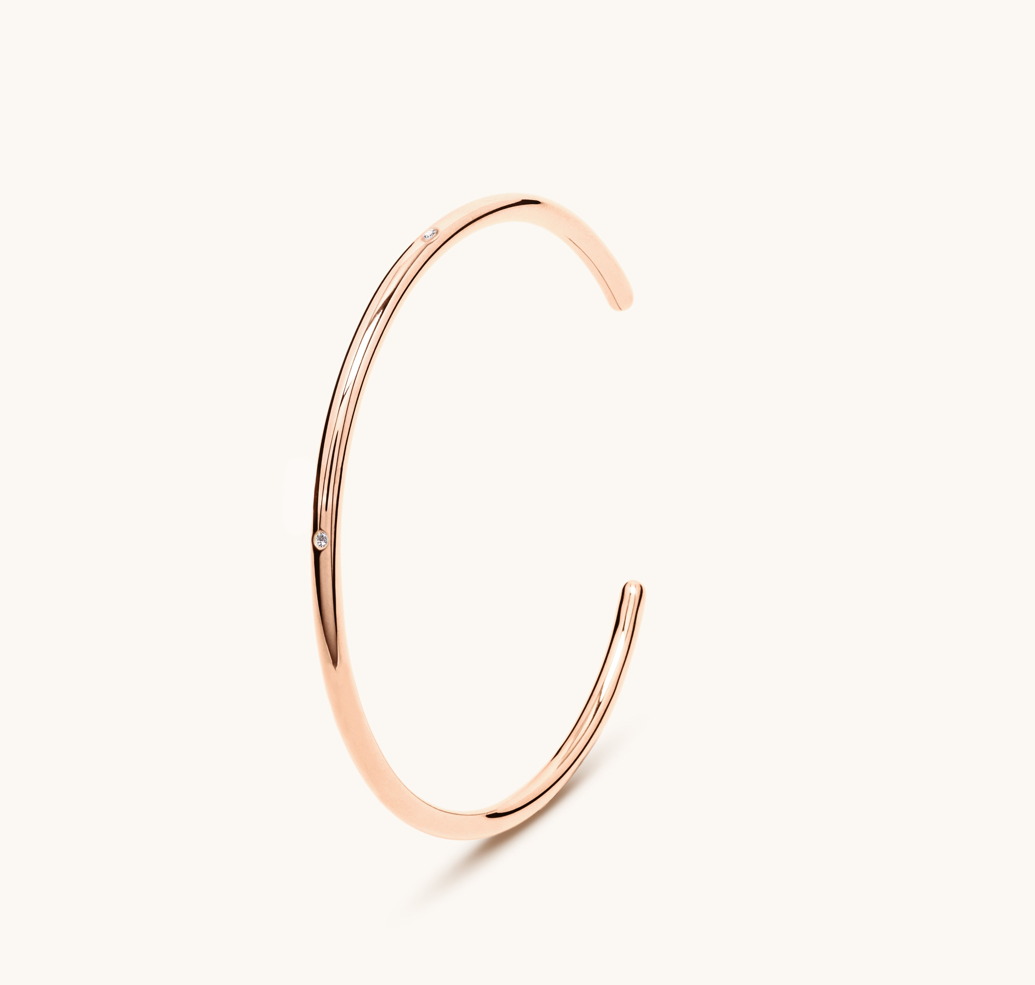 Jonc ouvert or rose 18 carats et diamants 3.0