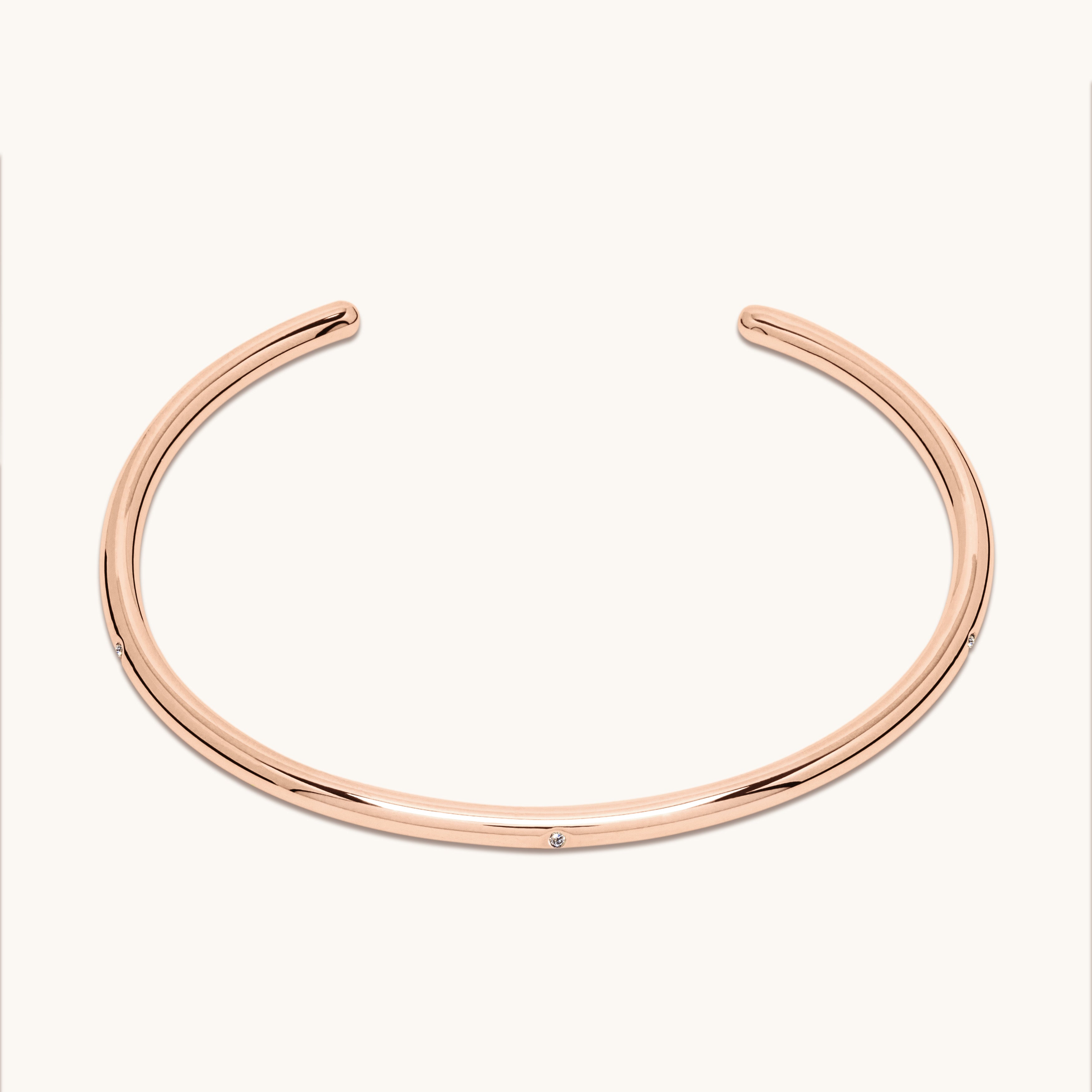 Jonc ouvert or rose 18 carats et diamants 3.0