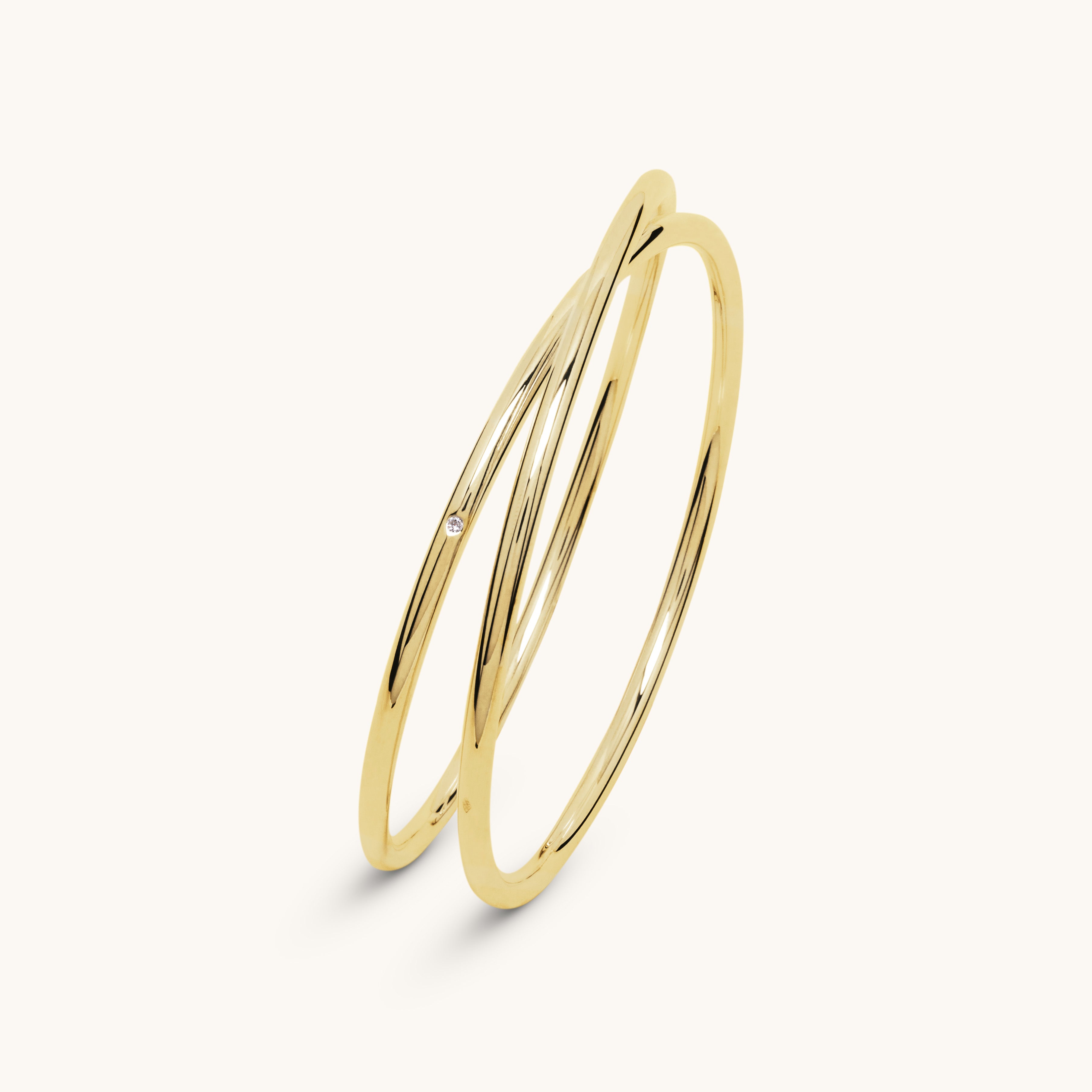 Jonc fermé spirale or jaune 18 carats et diamant 3.0