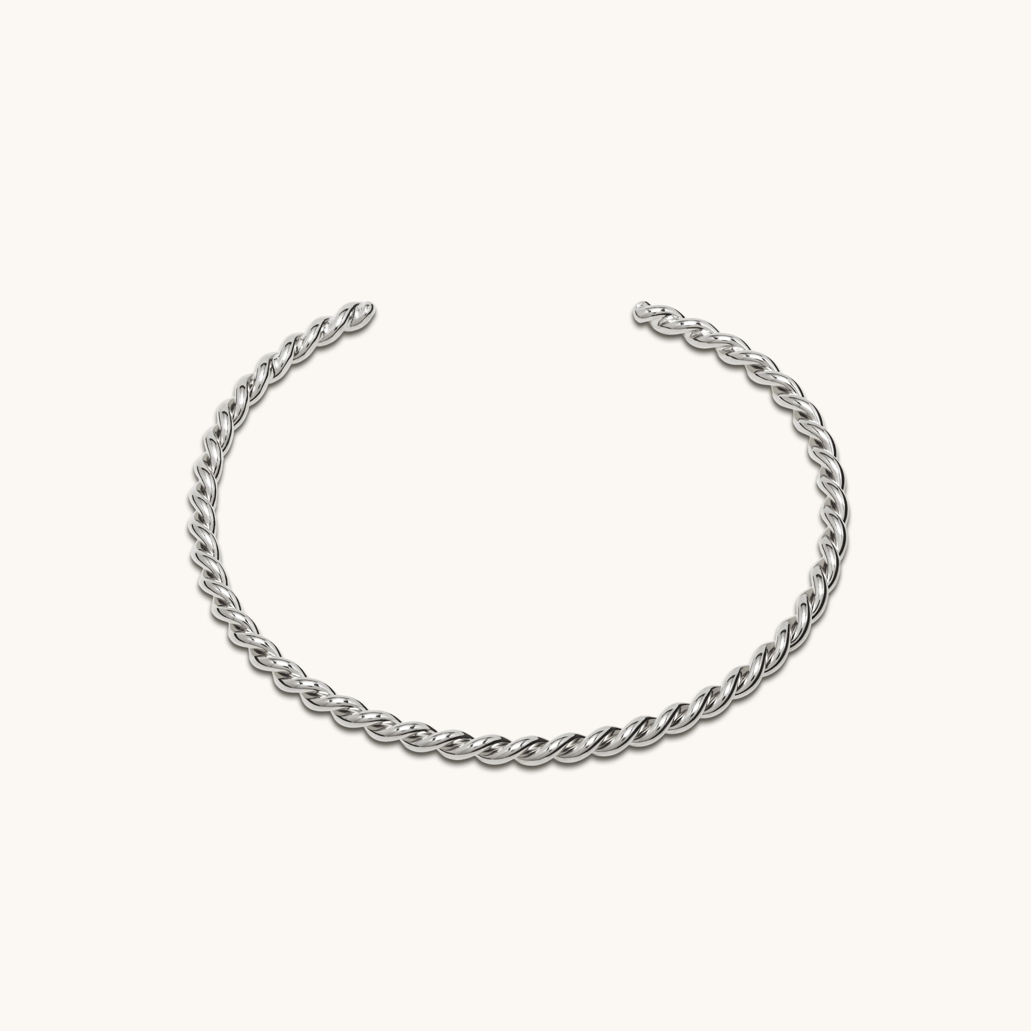 Jonc ouvert torsadé or blanc 3.0