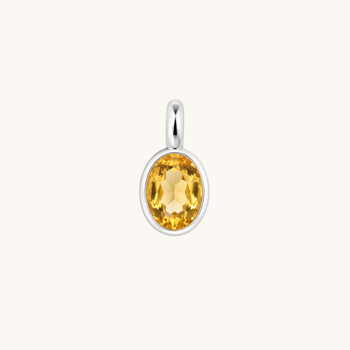 Pendentif ovale argent et saphir jaune
