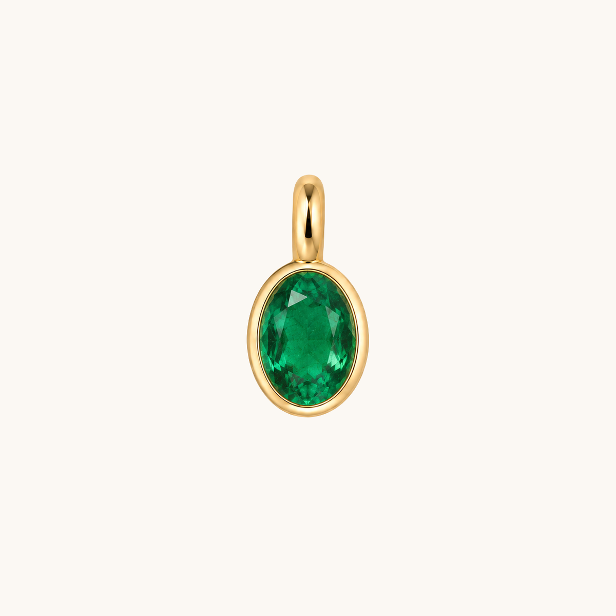 Pendentif ovale vermeil et émeraude