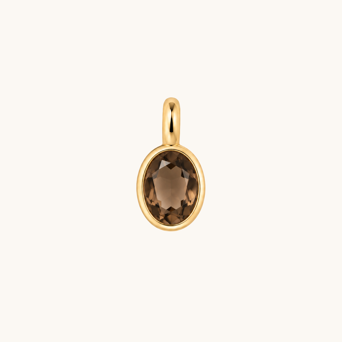 Pendentif ovale vermeil et quartz fumé