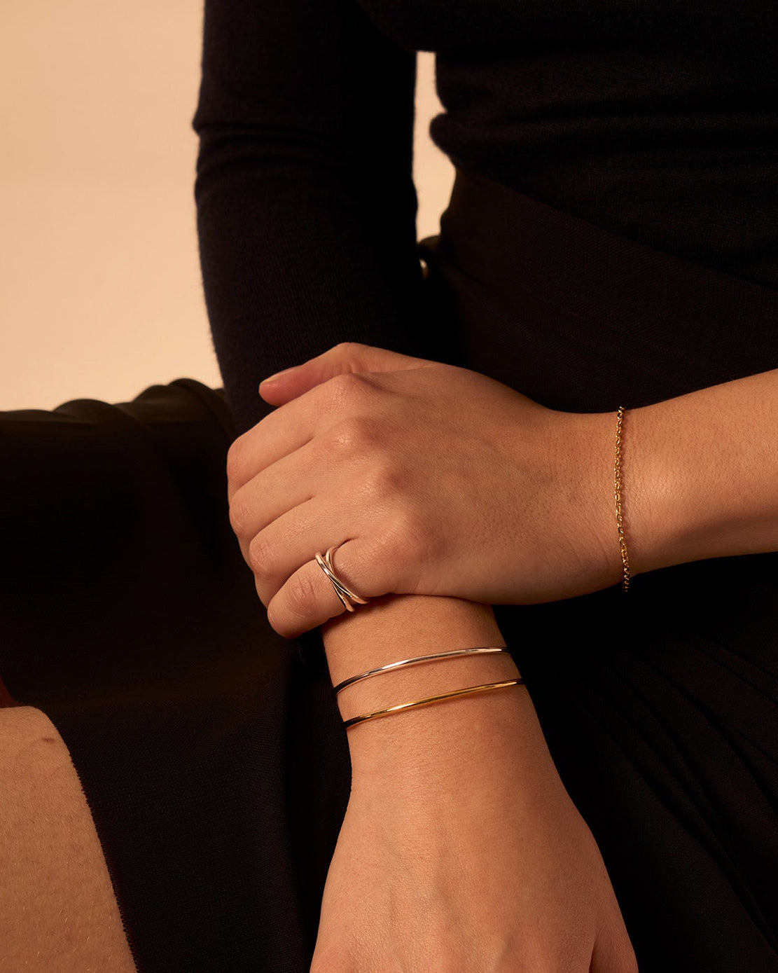 Bague double spirale or blanc 2.0