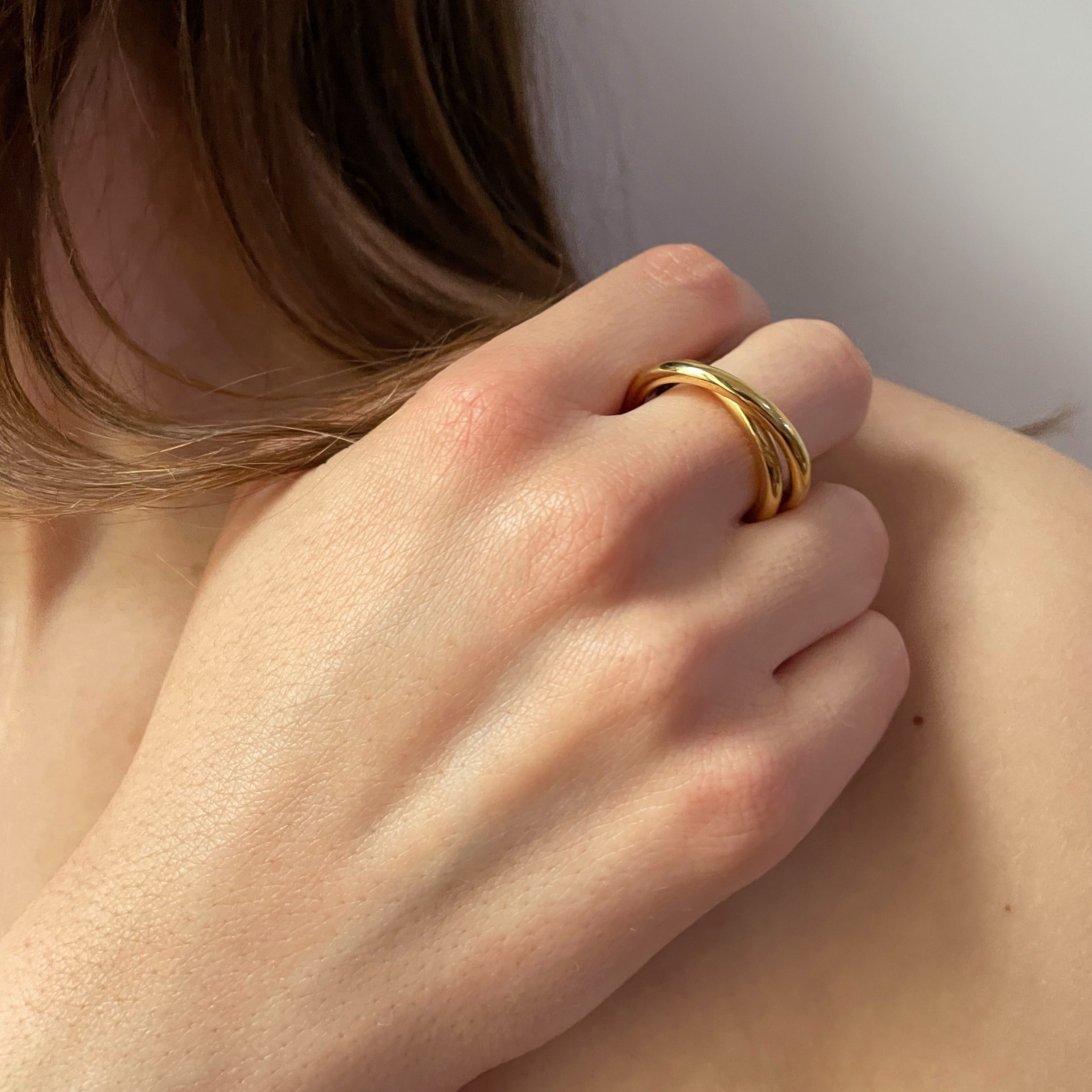 Bague double spirale or jaune 3.0