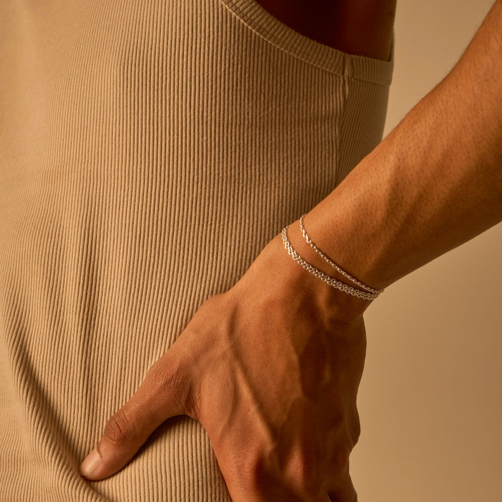 Bracelet chaîne forçat or blanc - triple tour