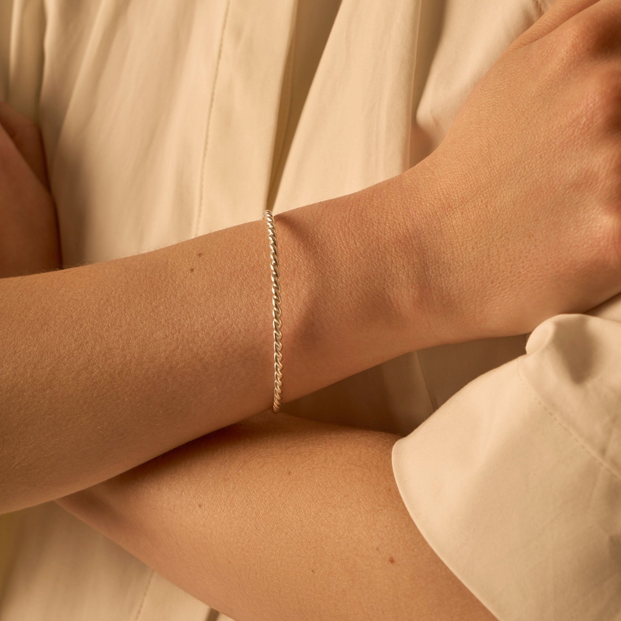 Jonc ouvert torsadé 3.0 argent